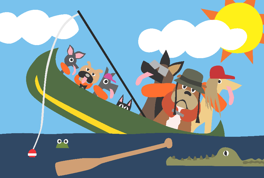 Dogs in Canoe