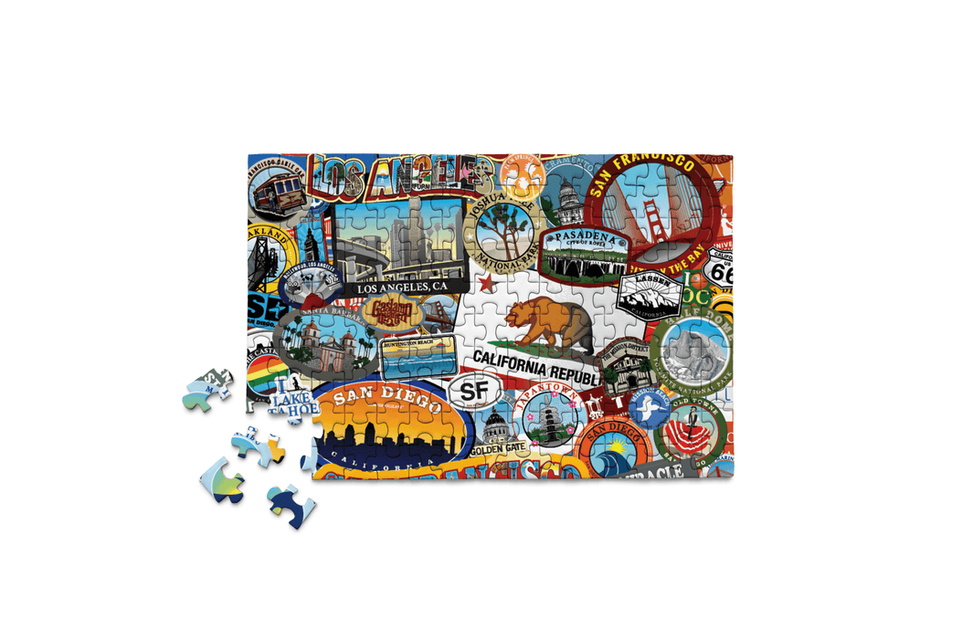 Mini Micro Jigsaw Puzzle featuring California landmarks and cities