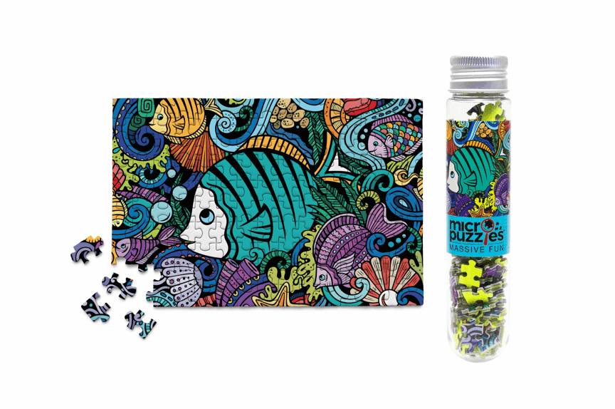 Mini micro jigsaw puzzle with fish coral and ocean scene