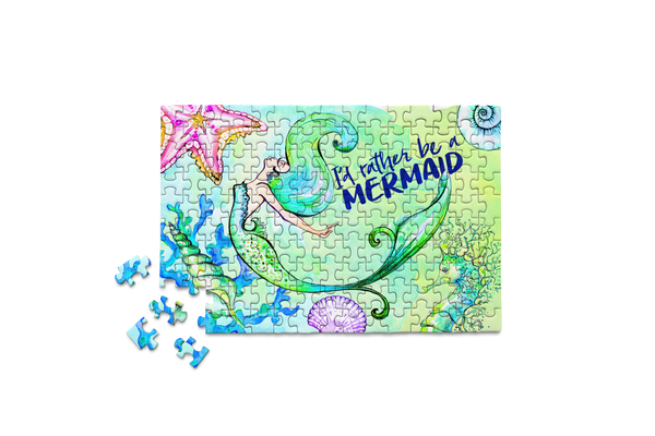 150 piece mini micro jigsaw puzzle featuring beautiful mermaid in a stretched out pose - hair flailing back