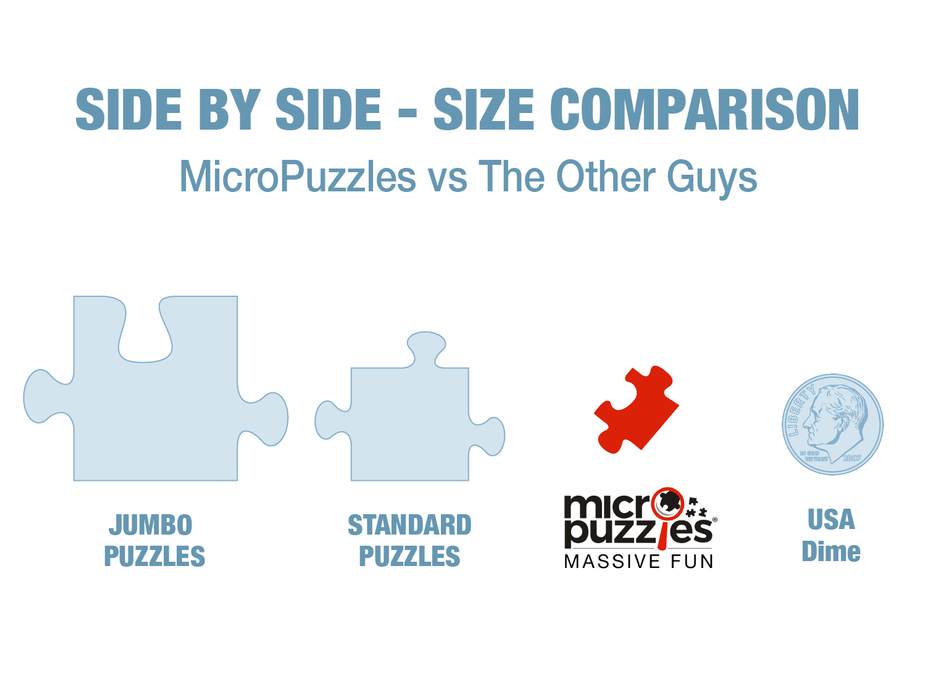 Size comparison mini micro jigsaw puzzle micropuzzles